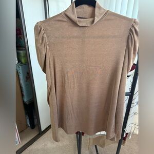 NWT Beautiful Wm’s M Christina Siciano  Tan Long-Sleeve Mock Neck Top